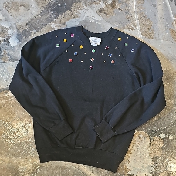Black Sweater with Colorful Accents - Picture 1 of 4